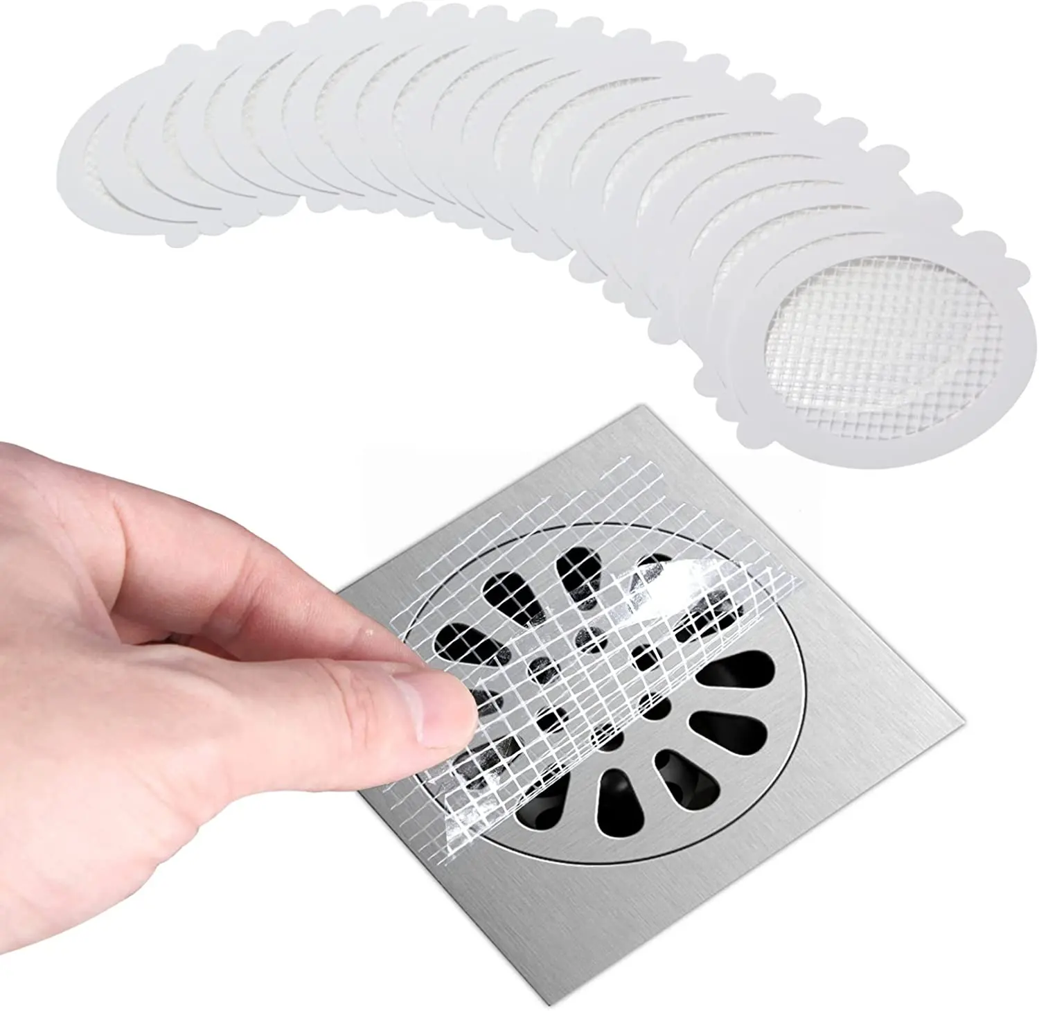 Hair Catcher Sticker Disposal Suction Rectangular Round Disposable Shower Drain 30 pack