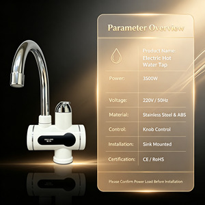 Robinet d'eau chaude instantanée électrique à col de cygne, corps <span class=keywords><strong>blanc</strong></span>, pour évier - Product Image 4
