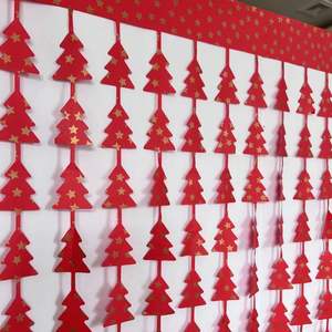 Rideau de porte de Noël imprimé étoiles, rideau de pluie pour sapin de Noël, ensemble de décorations de fête - Product Image 2