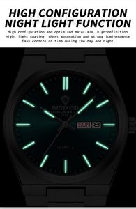 Montre à quartz pour homme BINBOND B102, design élégant et de haute qualité, best-seller, personnalisable, bracelet en acier inoxydable. - Product Image 5
