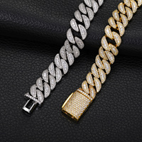 Chaînes de colliers pour hommes de 12 mm, style Ice Out Cuban Link, plaquées or 14K 18K, en laiton et zircone