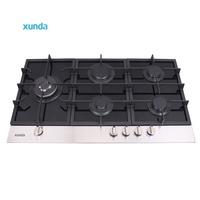 Table de cuisson à gaz encastrable Xunda Fashion Design, 5 brûleurs, en verre, 90 cm, pour cuisine