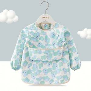 Bavoirs pour bébé en coton doux de grande taille, imperméables, en EVA, sans manches, avec poche pour attraper les aliments, réglables pour les nourrissons, les tout-petits et les enfants - Product Image 3