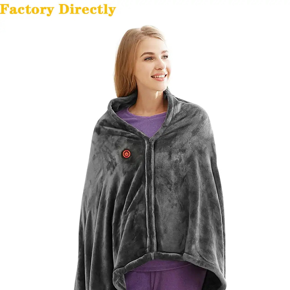 Wholesale Electric Usb Battery Heating Rechargeable Blankets Wearable Portable Powered Ce Uk Heat Throw Heated Shawl Blanket