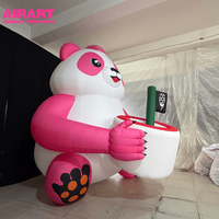 Mascotte géante gonflable en PVC rose de 3 m en forme de panda pour la décoration de fête, ballon panda personnalisé pour les accessoires de scène