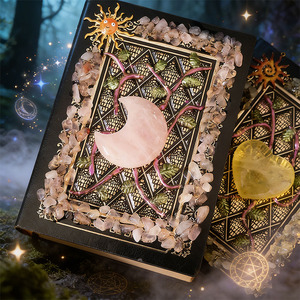 Carnet de notes en cristal naturel artisanal, améthyste, croissant de lune, <span class=keywords><strong>livre</strong></span> de magie de sorcière, cadeau de Noël pour filles, best-seller - Product Image 1
