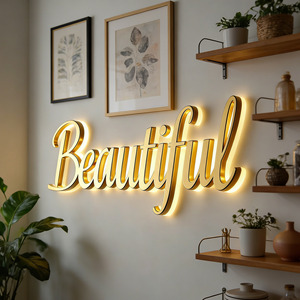 letrero LED personalizado, letrero LED retroiluminado mate dorado personalizado, señalización <span class=keywords><strong>de</strong></span> letras, logos para negocios, Le - Product Image 4