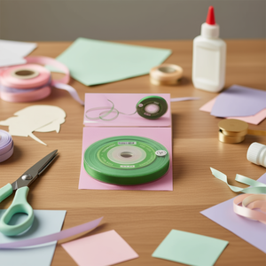 Nastro in chiffon ILAN 0,6 cm 35Y verde per decorazioni artigianali - Product Image 3