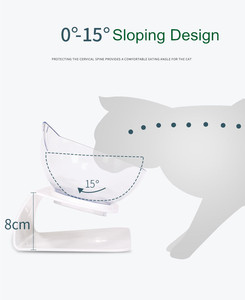 Recipiente plástico elevado <span class=keywords><strong>15</strong></span> graus tilt animal de estimação, potes duplos elevados de comida e água para cães e gatos - Product Image 2