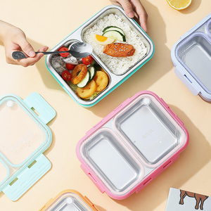 Thermal Insulated Stainless Steel Plastic Foldable Leak-Proof Bento <b>Lunch</b> <b>Box</b> for Kids 700ml Capacity Microwavable - Product Image 2