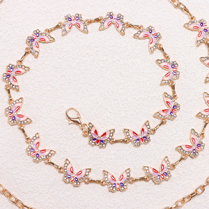 สร้อยคาดเอวรูปผีเสื้อ โลหะผสมสังกะสีชุบทอง ประดับด้วยคริสตัล สำหรับงานปาร์ตี้ เครื่องประดับแฟชั่นสำหรับผู้หญิง - Product Image 1