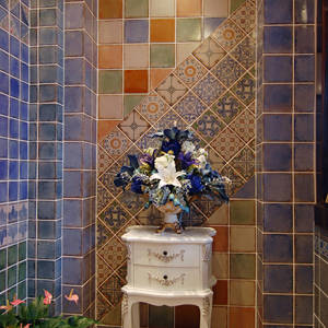 Azulejo <span class=keywords><strong>de</strong></span> diseño <span class=keywords><strong>de</strong></span> flores <span class=keywords><strong>de</strong></span> arte Vintage pintado a mano, escalera <span class=keywords><strong>de</strong></span> cocina, diseño rústico, azulejo <span class=keywords><strong>de</strong></span> pared y suelo <span class=keywords><strong>para</strong></span> jardín - Product Image 5