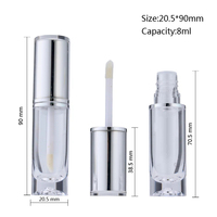Vente chaude : Tubes à gloss transparents ronds, fabrication directe, logo personnalisé, tubes à gloss injectables, bouteilles en plastique de forme ronde