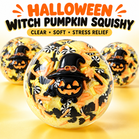 Jouet anti-stress sensoriel souple à rebond lent, fait main, pour Halloween, en forme de ballon, chauve-souris nocturne, citrouille mystérieuse et Vaseline