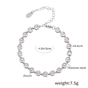 Bracciale da donna ipoallergenico con zirconi 5A multicolore, placcato oro 14K, con incastonatura a castone, alternativa al diamante, all'ingrosso - Product Image 4