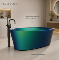 Baignoire autoportante moderne Adak 1,7 m en acrylique écologique avec fonction de trempage, options de couleur et drain, idéale pour les salles de bain d'hôtel