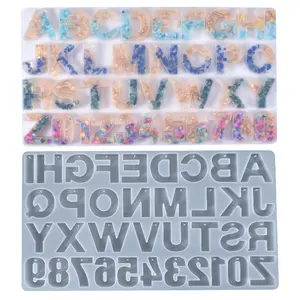 도매 사용자 정의 1580 DIY 26 글자 보석 열쇠 고리 펜던트 에폭시 수지 번호 알파벳 실리콘 몰드