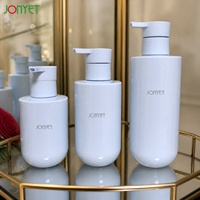 Set Botol Pompa Warna Senada dengan Pompa Duckbill dalam Warna Putih Bening, Hijau, dan Ungu Muda untuk Kemasan Sampo dan Sabun Mandi Grosir