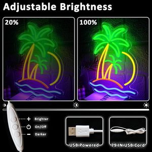 Beach coconut <b>tree</b> Letreros Neon <b>LED</b> dimmable USB powered ambient <b>light</b> store window decoration <b>light</b> street indicator <b>light</b> 5v - Product Image 2