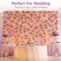 Panneau mural de fleurs artificielles multicolores avec roses et hortensias pour toile de fond de mariage, fond de diffusion en direct, vitrine de magasin, décoration murale de fête