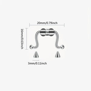 Anneau de nez magnétique en acier inoxydable, forme fer à cheval, à pointe, sans perçage, clip de nez unisexe, bijou à porter au quotidien - Product Image 5