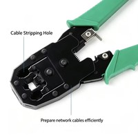 Pince à sertir pour câbles réseau en acier à haute teneur en carbone pour équipements informatiques et télévisuels - Outil universel de dénudage vert/noir