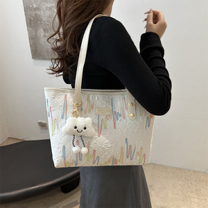 New <b>Large</b> <b>Canvas</b> Tote <b>Bags</b> for Woman Kawaii Cute Woman's Handbags Fashion Rain Bow Color <b>Bags</b> for Commuting - Product Image 3