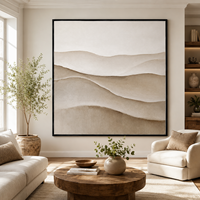 Peinture abstraite texturée beige Wabi Sabi, dune de sable, art mural minimaliste sur toile pour la décoration de l'hôtel, de la villa, du salon