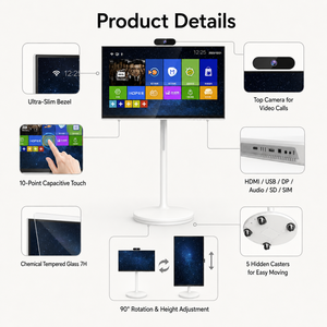 23.8 Inch Portable Smart TV Touch Screen Movable Stand Rechargeable Smart Portable TV for Home Office Retail OEM - Product Image 5