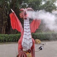 Dragon animatronique grandeur nature, dragon rouge européen, statue de dragon robotique, modèle de dragon réaliste pour parc à thème, événement d'Halloween, exposition