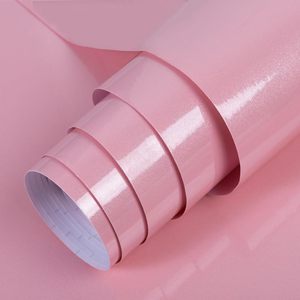 Papel Tapiz Autoadhesivo ORON Rosa Brillante, Vinilo PVC Impermeable y Brillante para Decoración del Hogar, Cocina y Gabinetes - Product Image 1