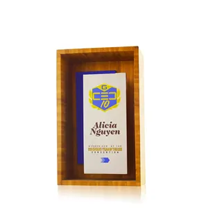 Wholesale Wood Box Solid Wood Souvenir Plaque with Metal Plate