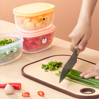 Boîte de conservation alimentaire en PP de qualité alimentaire sans BPA, drainable, empilable, anti-fuite, pour la conservation des aliments frais, motif dessin animé mignon, pour réfrigérateur, gingembre