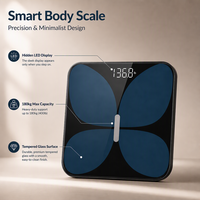 Balance de salle de bain numérique moderne avec écran LED dissimulé, plateforme en verre élégante, affichage large pour la pesée quotidienne à domicile