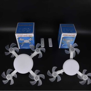 <b>Ceiling</b> Mounted Led Fan <b>Light</b> With <b>Remote</b> <b>Control</b> Dc Motor Plastic Body Flush Mount 3 Head Design - Product Image 4