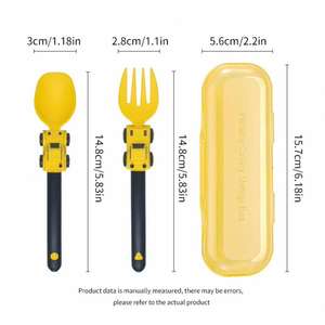 Utensilios de Construcción para Niños Pequeños - Tenedores y Cucharas para Niños Pequeños - Juguetes de Camiones de Construcción para Niños - Cubiertos de Tenedores y Cucharas - Product Image 5