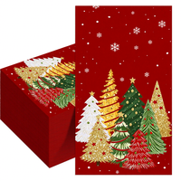 Serviettes rectangulaires jetables de luxe modernes, 20 pièces, avec motifs sapin de Noël et bonhomme de neige pour décorations de fête de Noël