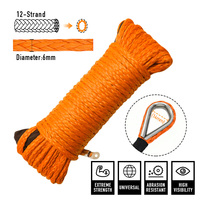 Câble de treuil synthétique 12000 lbs 1/4" x 50' avec crochet pour ATV, UTV, 4x4, ligne de récupération tout-terrain