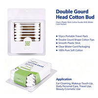 Kit de soins hôtelier personnalisé, cotons-tiges à double tête en forme de gourde, 55 pièces, bâtonnets en plastique, emballés sous blister
