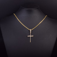Collier avec pendentif croisé en cuivre de jésus chrétien, bijou chinois en forme de vis, collier avec croix en cristal CZ, 1 pièce