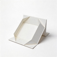 Boîte en papier pliante personnalisée à couvercle magnétique, beige, en papier kraft texturé, emballage plat, logo personnalisé, boîte cadeau écologique