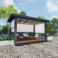 Design Bioclimatique de Luxe pour Extérieur Pergola de Jardin en Alliage d'Aluminium Ajustable et Rétractable, Gazebo, Pavillon Électrique, Rot Proof PVC