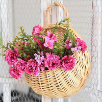 Pot de fleurs en rotin fait main, à suspendre au mur ou à poser au sol, avec des paniers de fleurs artificielles pour les arrangements floraux de mariage ou de la maison