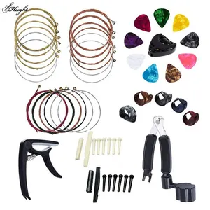 吉他配件套件包括原声吉他弦、调谐器、卡波、3进1重弦工具
