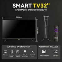Televisor Inteligente LED de 32 Pulgadas, 1366*768, 4K HDR Ultra HD, Android, Wi-Fi, Negro, para Juegos, Streaming, Sistema de Cine en Casa, Modo de Juego