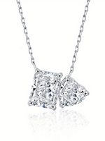 Amour-coeur forme bijoux D couleur 925 argent Sterling princesse coupe Moissanite pendentif collier pour femmes griffe réglage