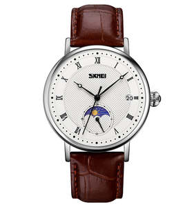 Montres analogiques à quartz populaires <span class=keywords><strong>Skmei</strong></span> 9308 avec phase lunaire, montres en cuir avec date, montres-bracelets pour hommes - Product Image 5