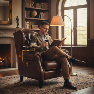 Poltrona Chesterfield Quadrata in Stile Americano Retrò Vintage, in Vera Pelle con Cuscino Confortevole, per Villa, Casa, <span class=keywords><strong>Bar</strong></span>, Salotto, Uomo - Product Image 3