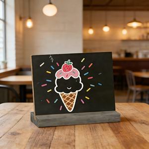 <span class=keywords><strong>Mini</strong></span> tableaux noirs de table de 5 x 6 pouces avec supports en bois de style vintage et craies – Lots de 3, 4 ou 9 - Product Image 2