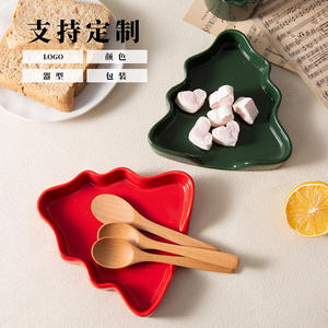 Reposacucharas de Cerámica con Diseño de Árbol de Navidad, Juego Verde y Rojo, Vajilla Ecológica para Uso en el Hogar y la Cocina, Verano 2024 - Product Image 2